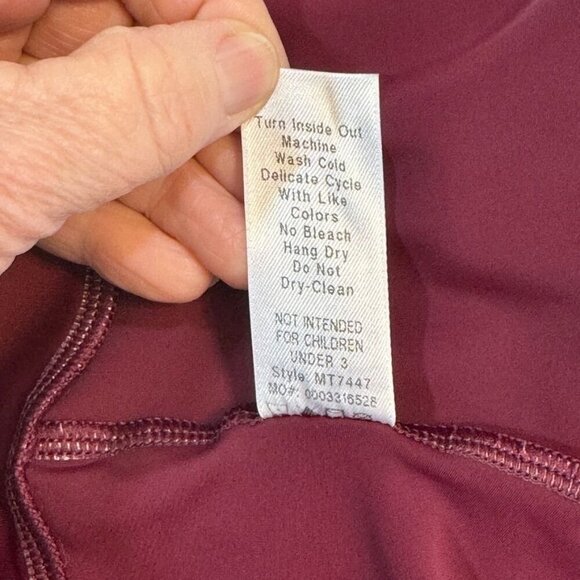 Balera Dancewear High-Waist Leggings Size IC (7/8) Burgundy Nylon Spandex NEW - Picture 6 of 10